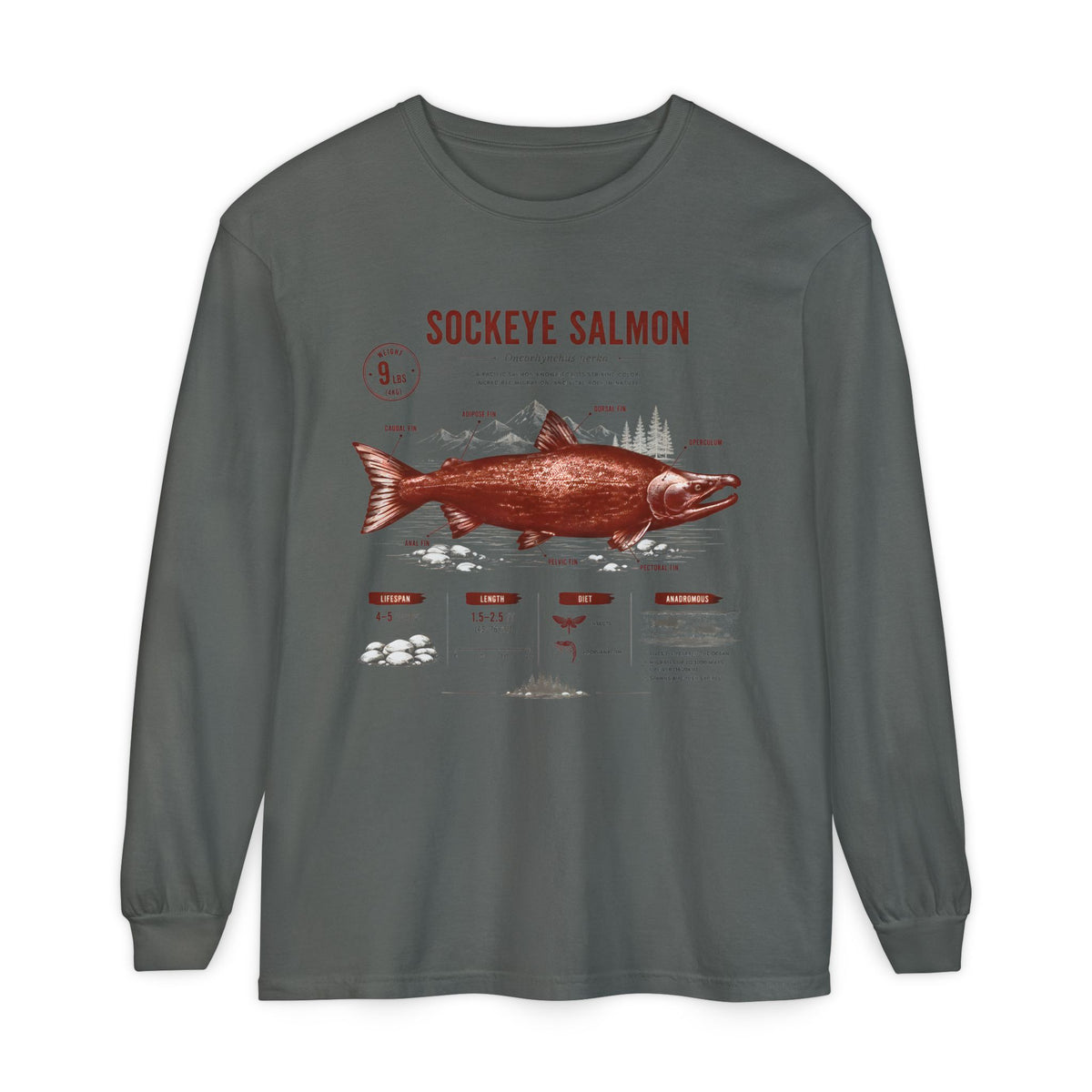 Sockeye Salmon Anatomy Long Sleeve Tee