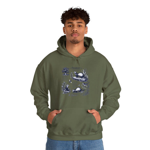 Ferret Vintage Illustration Hoodie — Retro Wildlife Graphic Sweatshirt