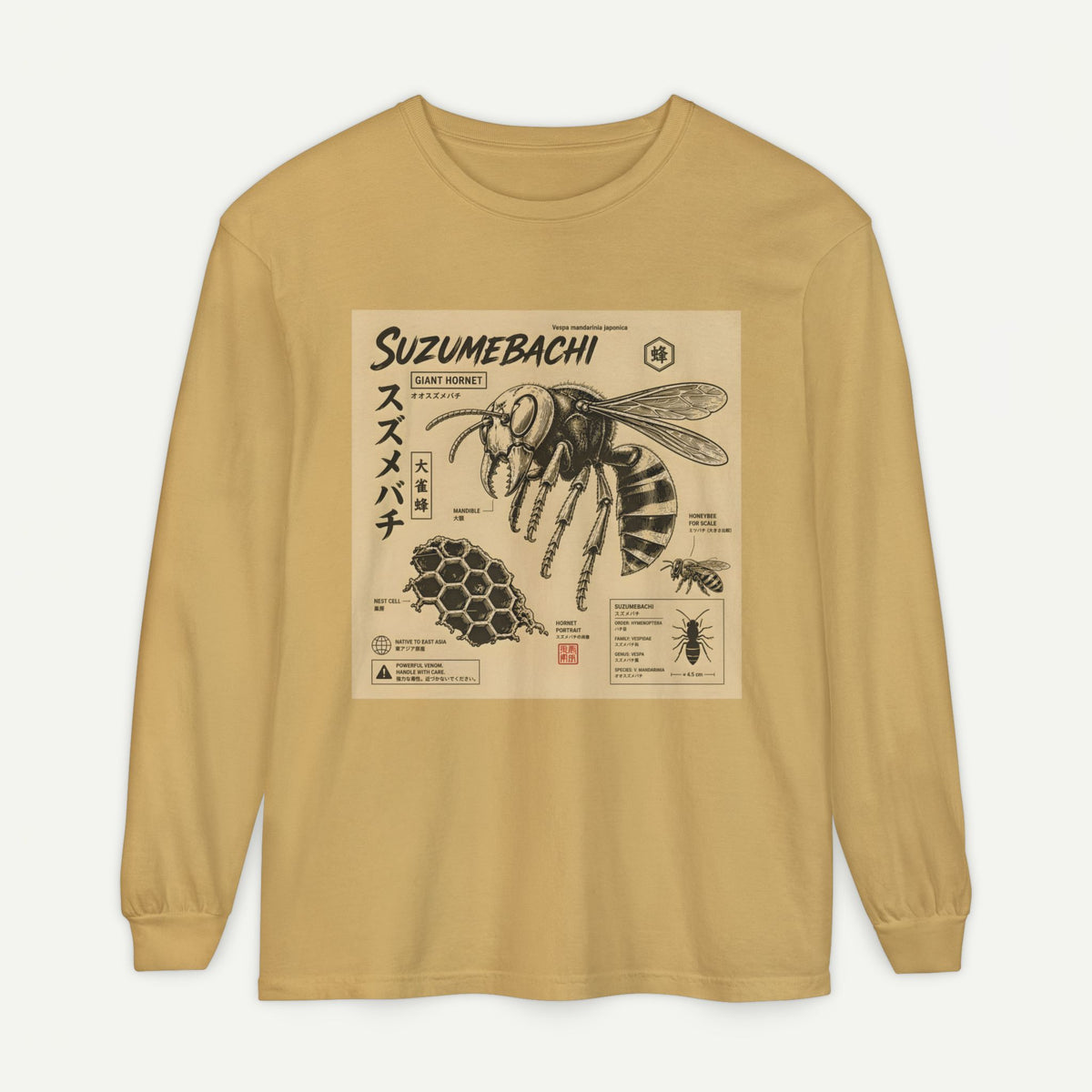 Suzumebachi Japanese Hornet Anatomy Long Sleeve Tee