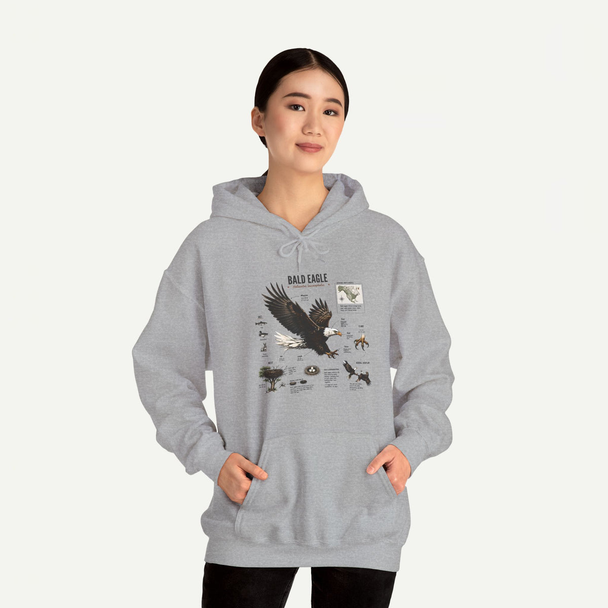 Eagle Graphic Hoodie — Bald Eagle Nature Print Sweatshirt