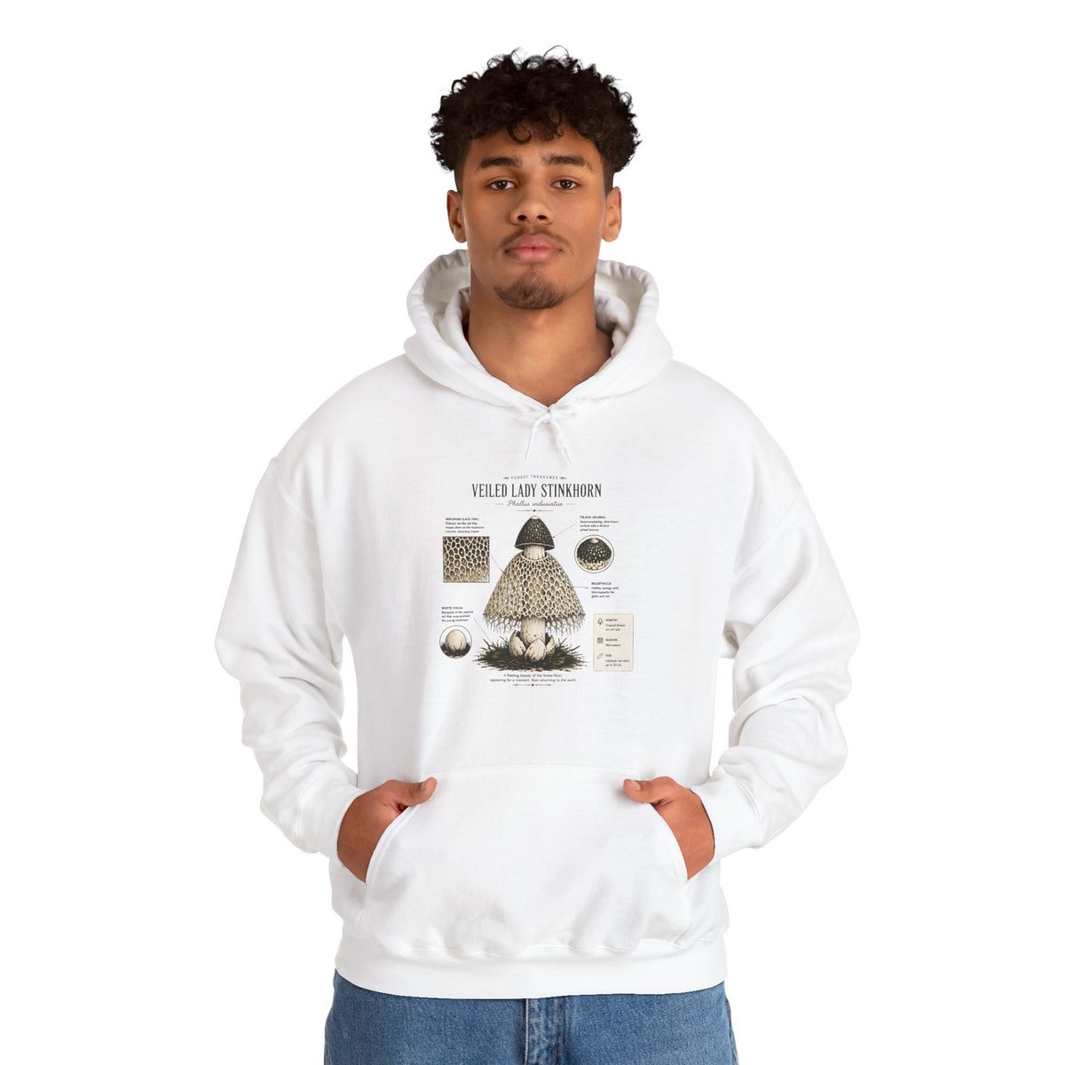 Mushroom Guide Hoodie — Velvet-Lady Stropharia Fungi Illustration Sweatshirt