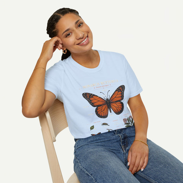 Monarch Butterfly Anatomy T-Shirt — Vintage Nature Illustration Tee