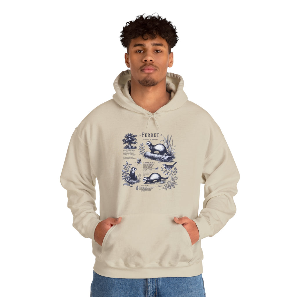 Ferret Vintage Illustration Hoodie — Retro Wildlife Graphic Sweatshirt