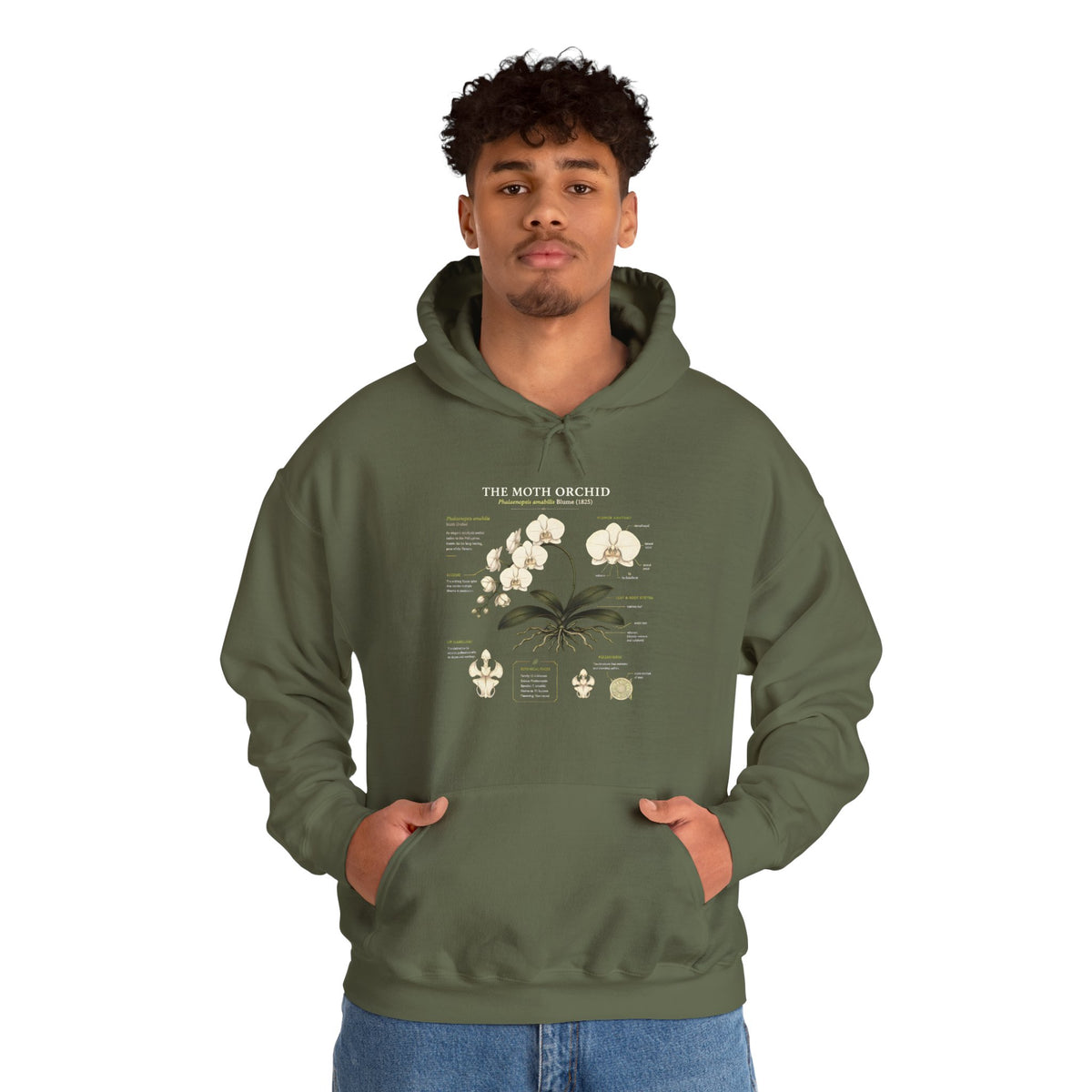 Botanical Orchid Anatomy Hoodie — Vintage Plant Illustration Sweatshirt