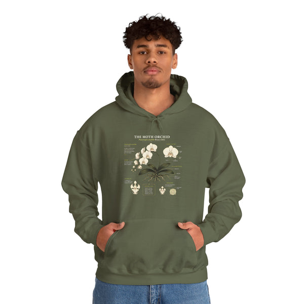 Botanical Orchid Anatomy Hoodie — Vintage Plant Illustration Sweatshirt