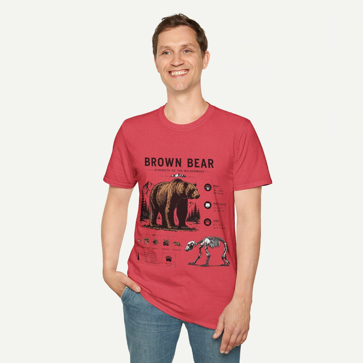 Brown Bear Anatomy Graphic T-Shirt — Wildlife Illustration Tee