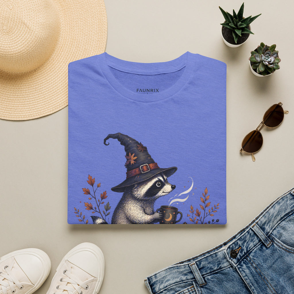 T-Shirt — Cute Raccoon Witch Illustration "It's OK to Be Weird" | Halloween Cozy Fall Graphic Tee