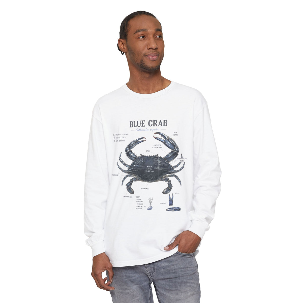 Blue Crab Anatomy Long Sleeve Tee