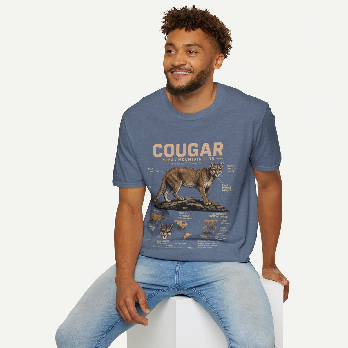 Cougar Puma Mountain Lion Anatomy Graphic T-Shirt