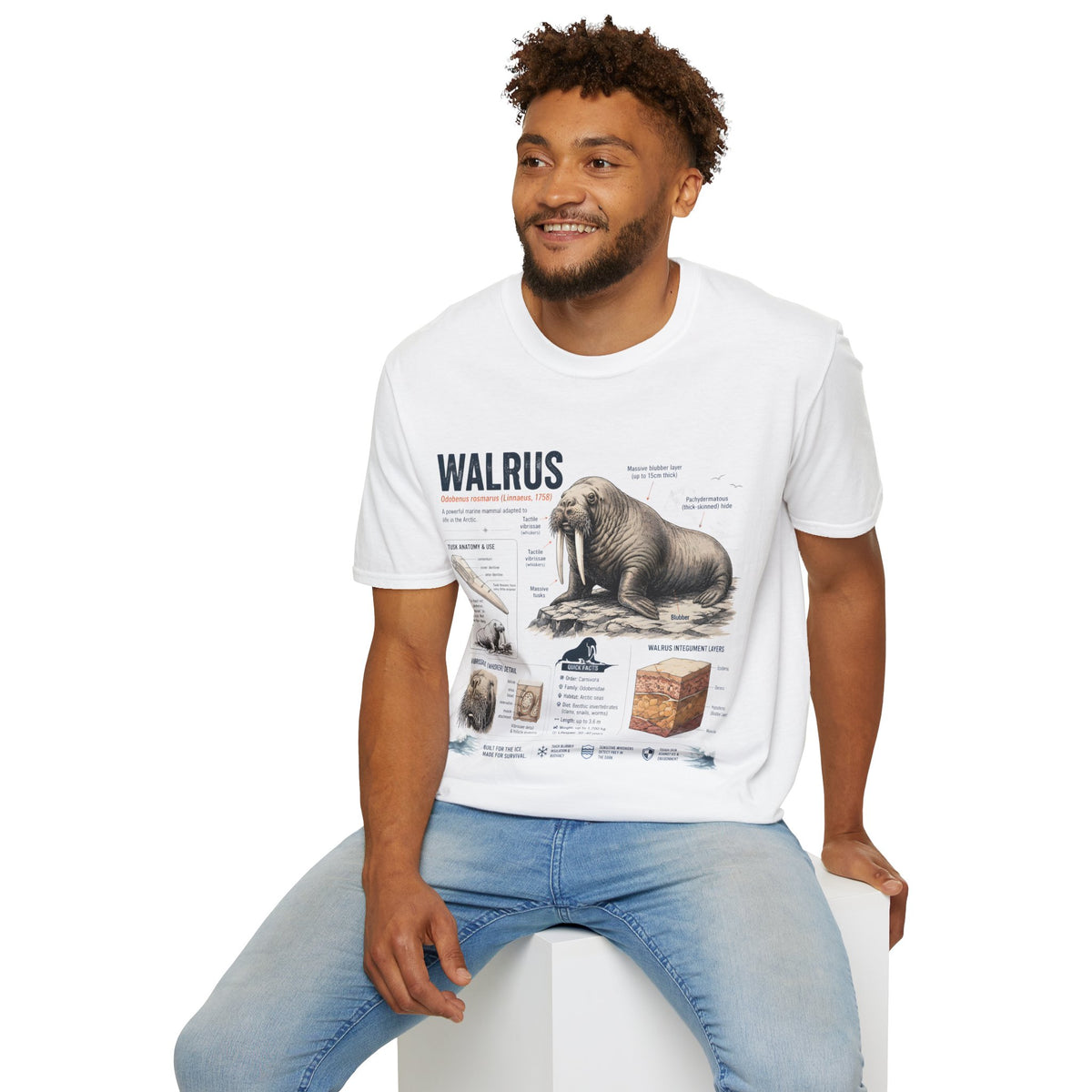Walrus Anatomy T-Shirt — Illustrated Marine Mammal Facts Tee