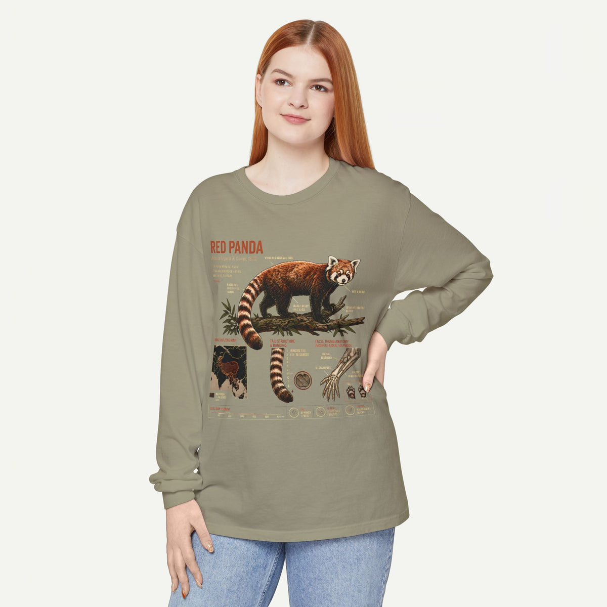Red Panda Illustration Long Sleeve Tee — Wildlife Field Guide Graphic