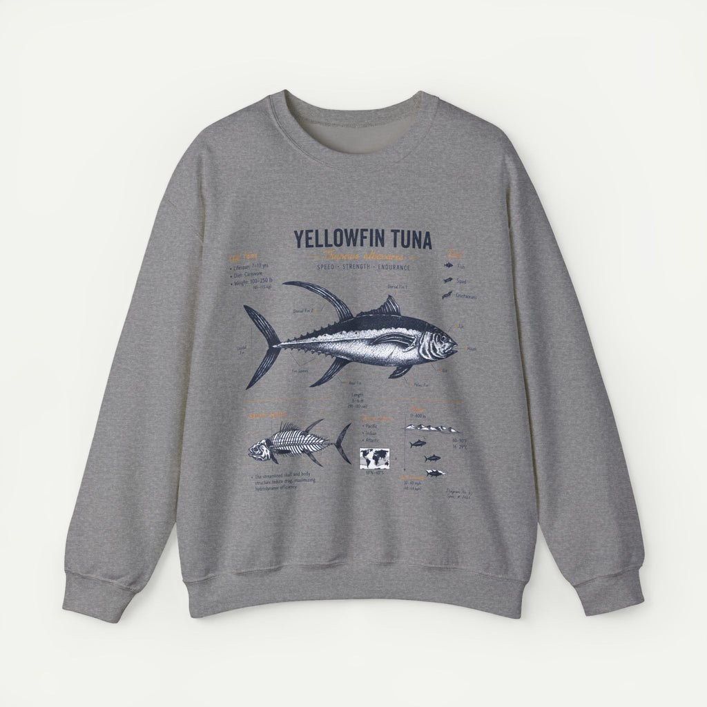 Yellowfin Tuna Anatomy Sweatshirt — Vintage Fish Illustration Crewneck