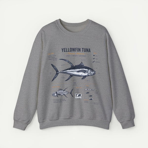 Yellowfin Tuna Anatomy Sweatshirt — Vintage Fish Illustration Crewneck