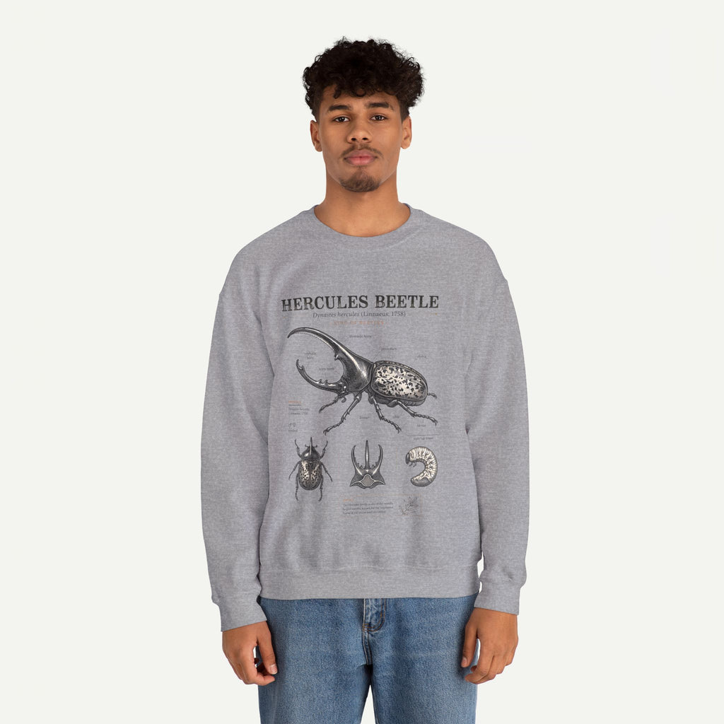 Hercules Beetle Anatomy  Crewneck Sweatshirt – Vintage Entomology Graphic