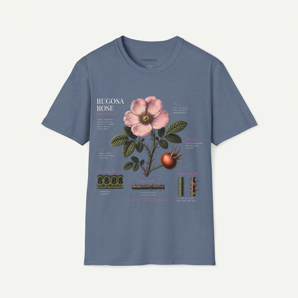 Botanical Rose Anatomy T-Shirt – Vintage Floral Illustration Tee