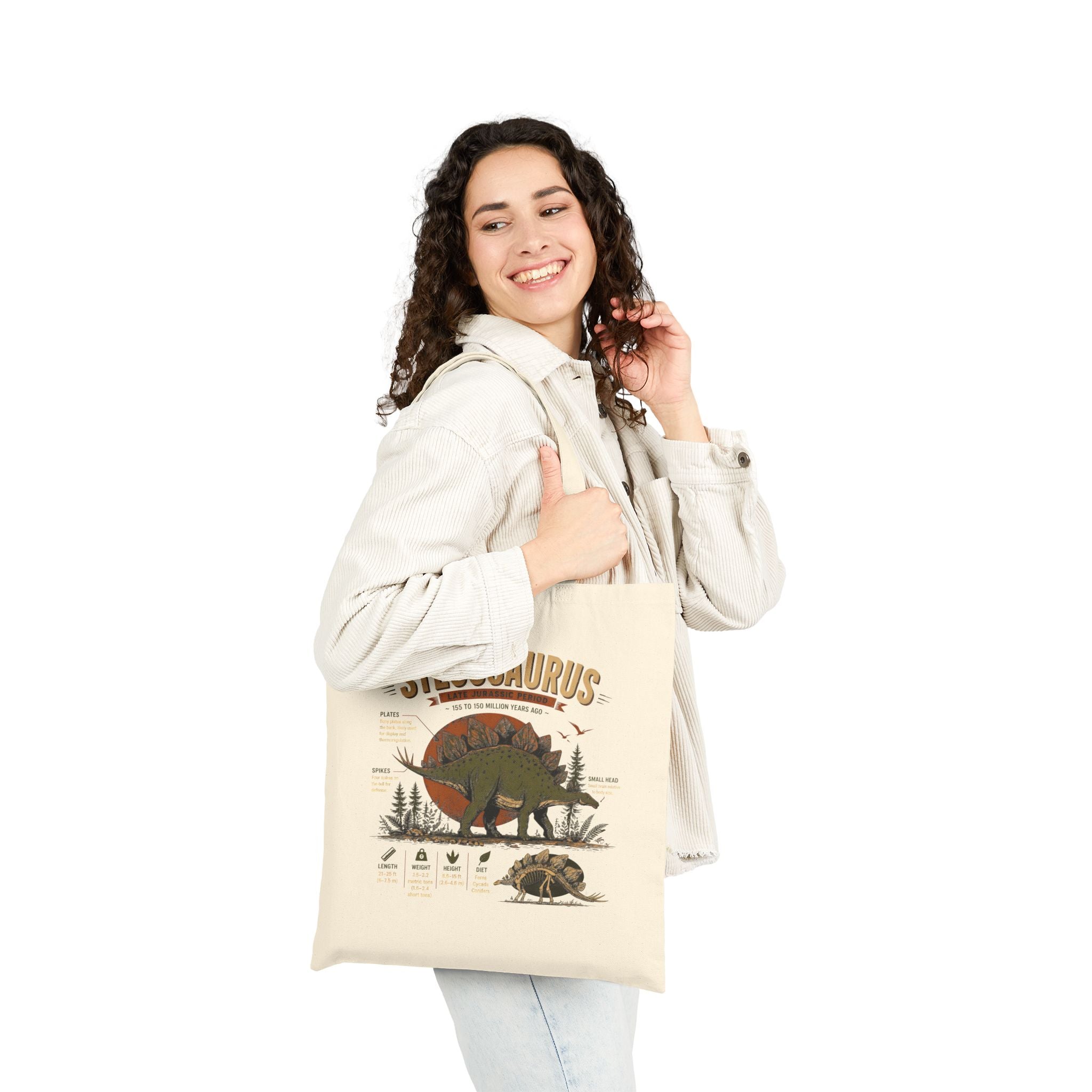 Stegosaurus Anatomy Tote Bag – Vintage Dinosaur Illustration Eco Grocery Bag Secondary image