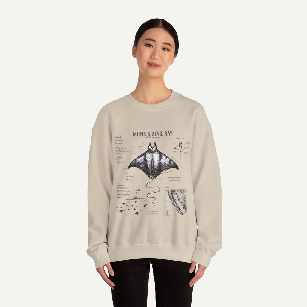 Munk’s Devil Ray Anatomy Sweatshirt — Vintage Marine Biology Graphic Crewneck
