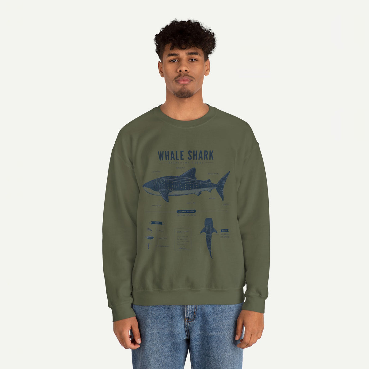 Whale Shark Anatomy Sweatshirt — Marine Life Illustration Crewneck