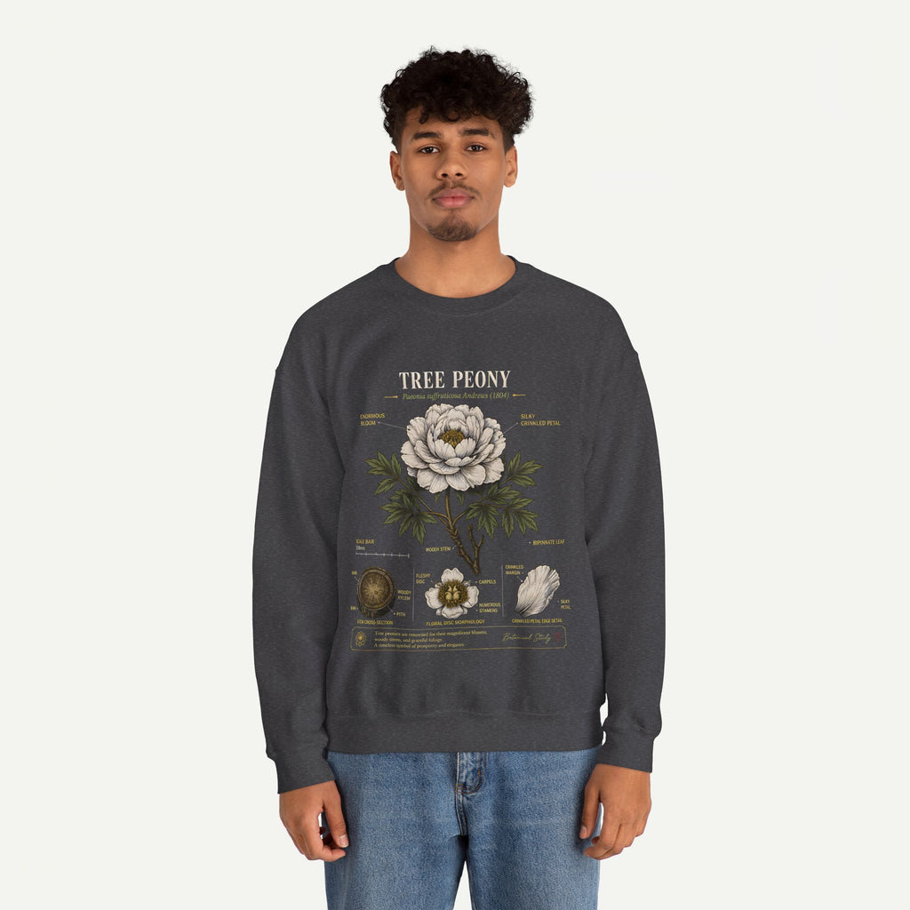 Tree Peony Botanical Sweatshirt — Vintage Flower Anatomy Crewneck
