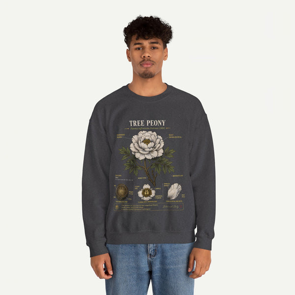 Tree Peony Botanical Sweatshirt — Vintage Flower Anatomy Crewneck