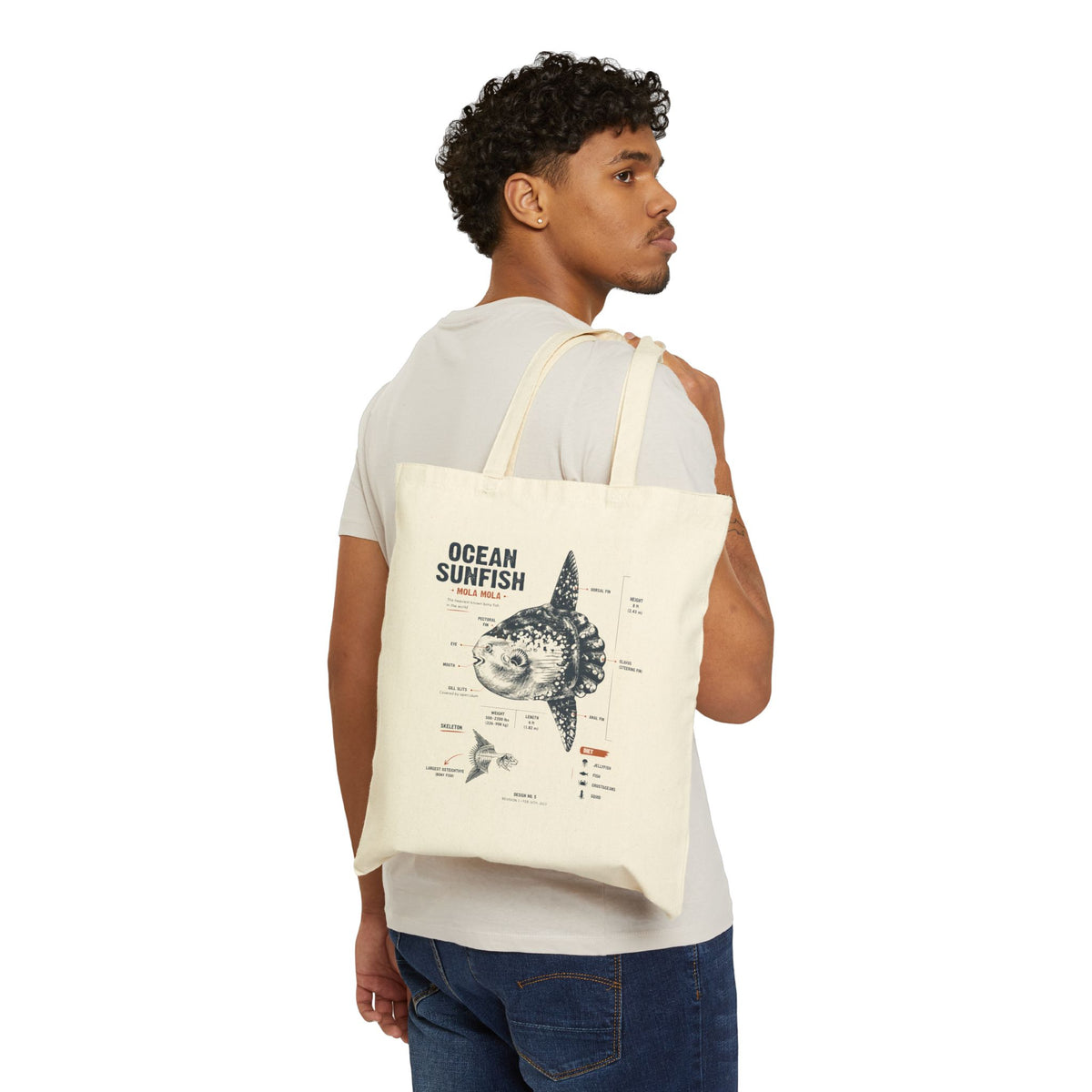 Ocean Sunfish Anatomy Tote Bag – Marine Biology Canvas Shopper