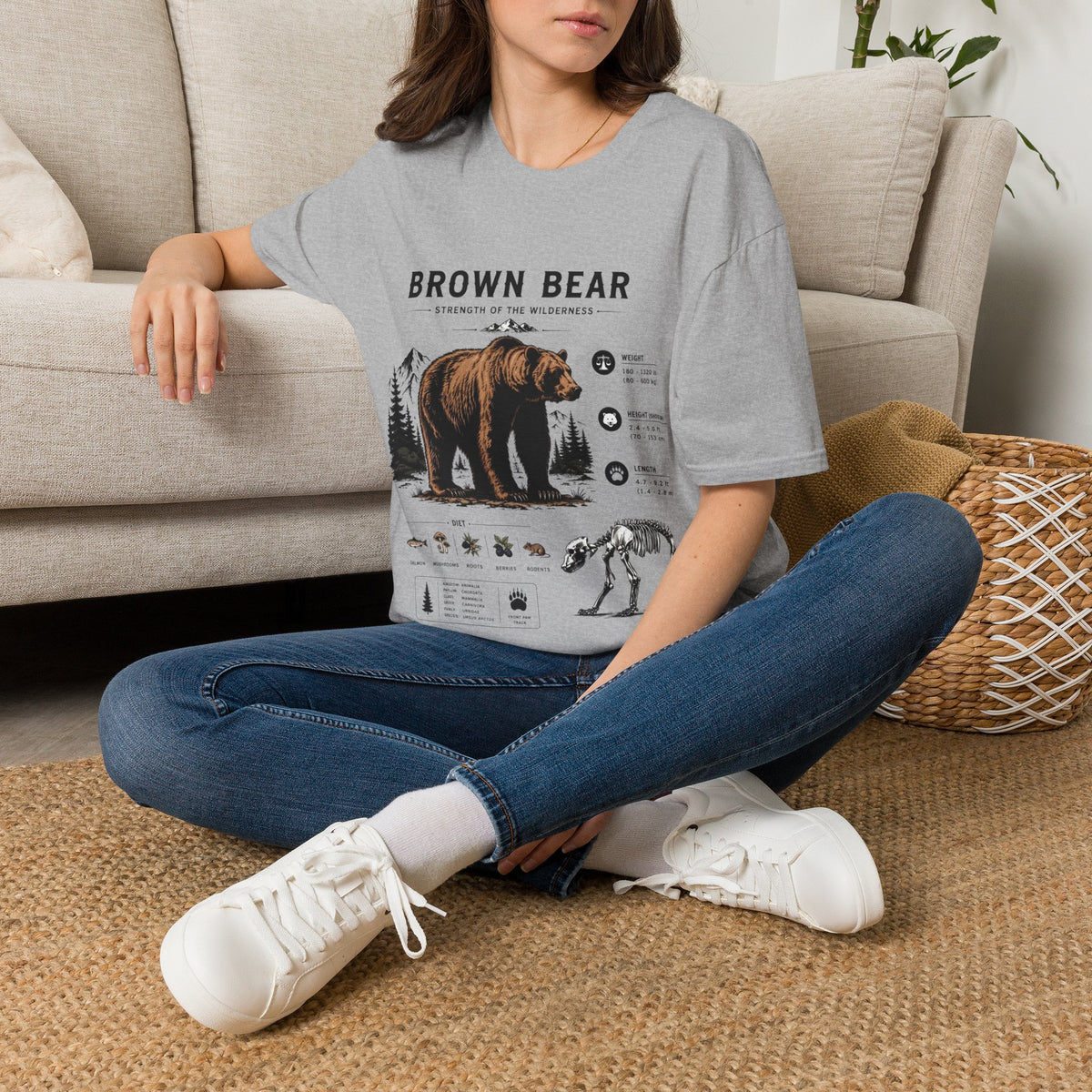 Brown Bear Anatomy Graphic T-Shirt — Wildlife Illustration Tee