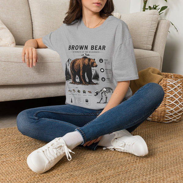 Brown Bear Anatomy Graphic T-Shirt — Wildlife Illustration Tee