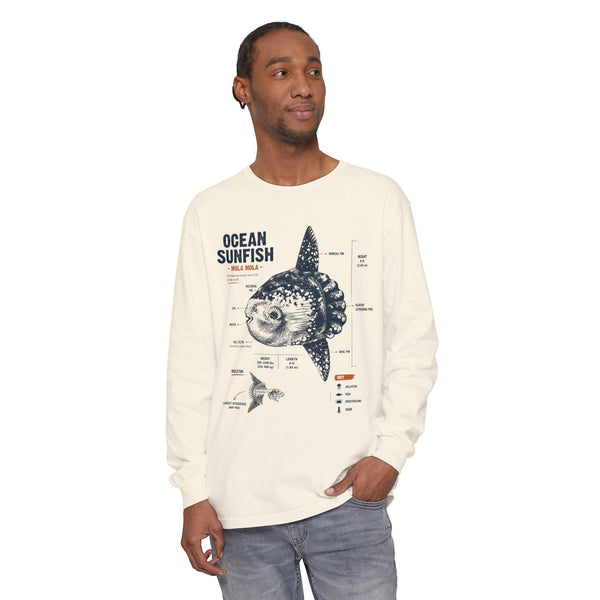Sunfish Anatomy Long Sleeve Tee — Ocean Sunfish Diagram Shirt
