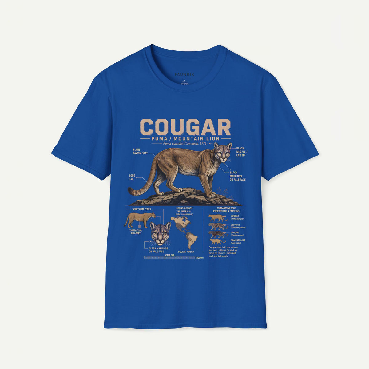 Cougar Puma Mountain Lion Anatomy Graphic T-Shirt