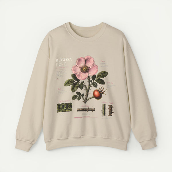 Botanical Rose Crewneck Sweatshirt – Vintage Floral Illustration