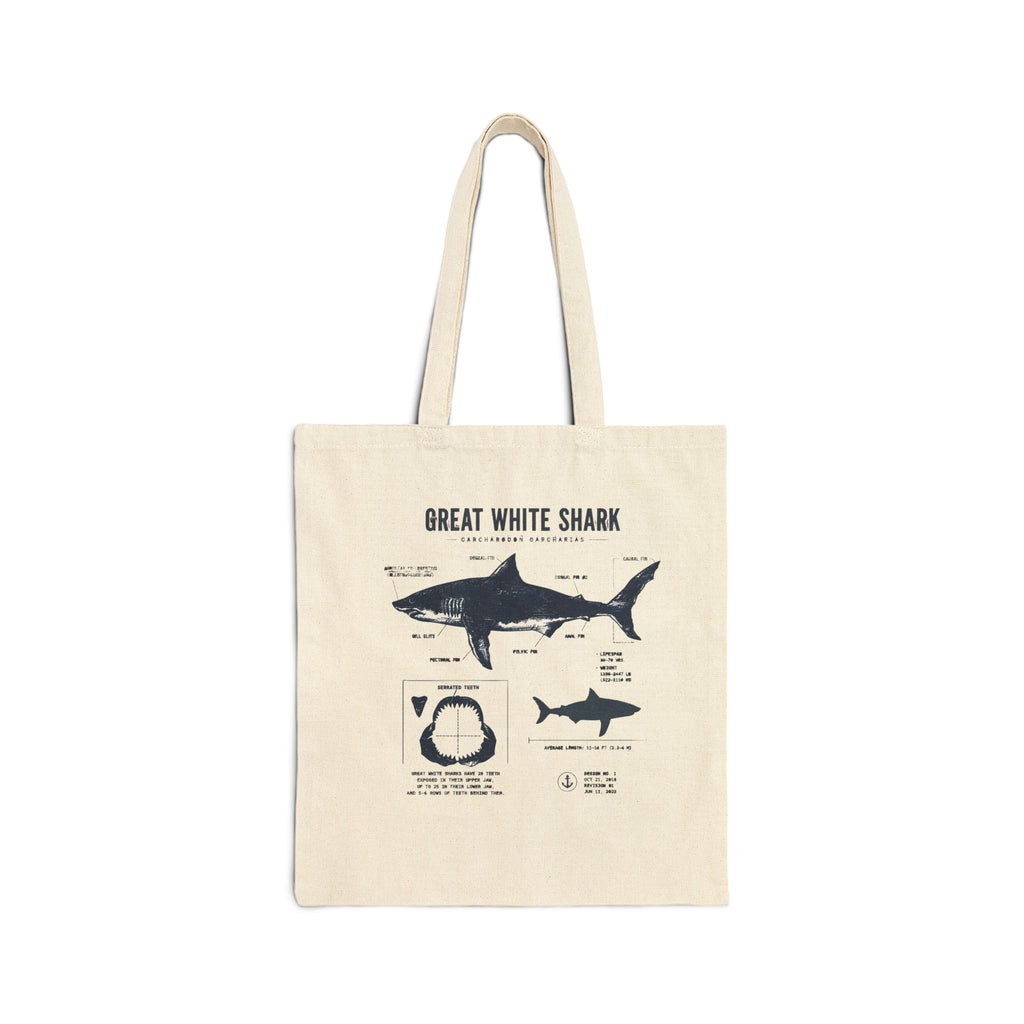 Great White Shark Anatomy Canvas Tote