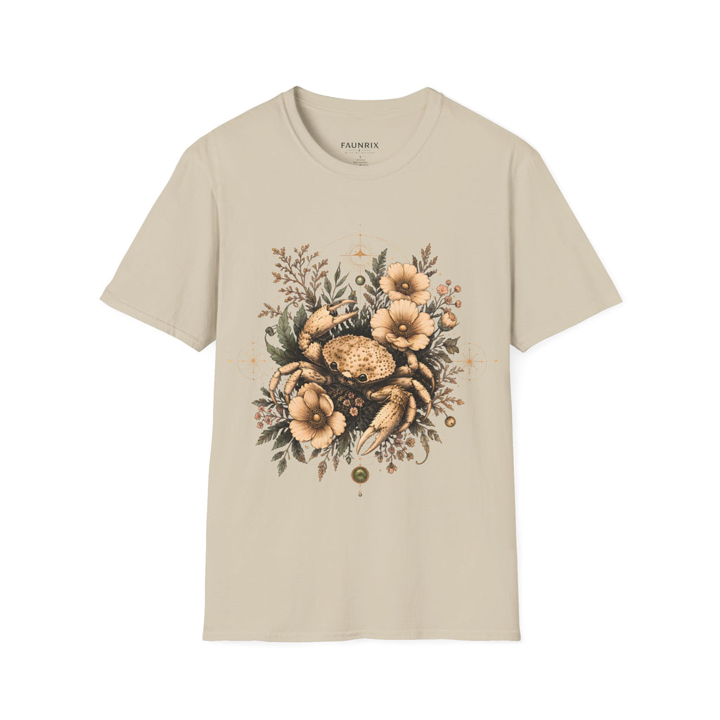 Floral Crab Tee — Vintage Coastal Crab & Wildflower Graphic T-Shirt