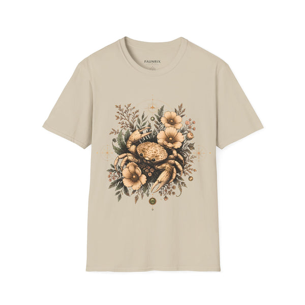 Floral Crab Tee — Vintage Coastal Crab & Wildflower Graphic T-Shirt
