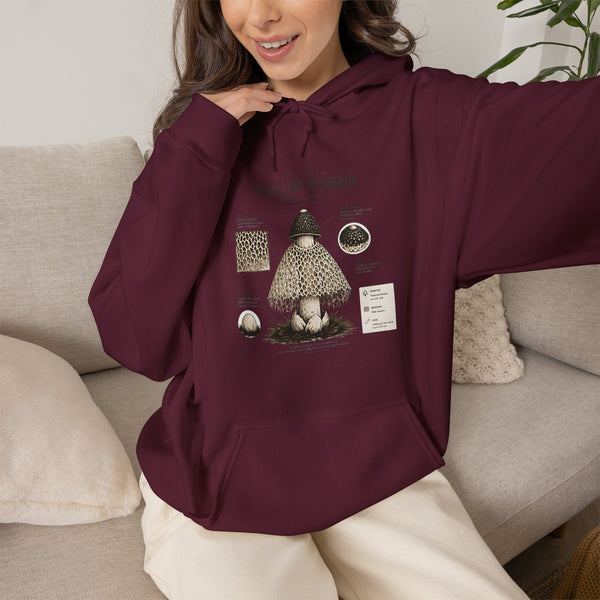 Mushroom Guide Hoodie — Velvet-Lady Stropharia Fungi Illustration Sweatshirt