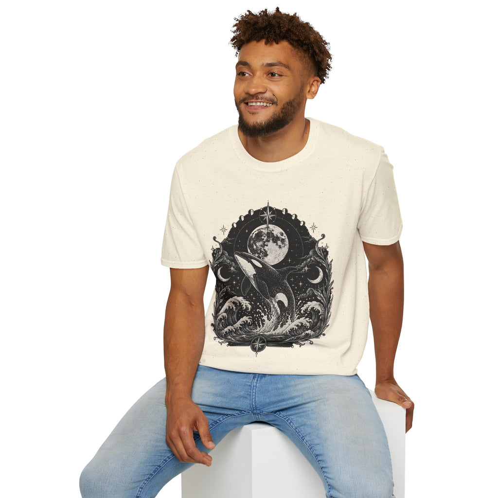 Orca Moon T-Shirt — Whale & Full Moon Illustration Tee
