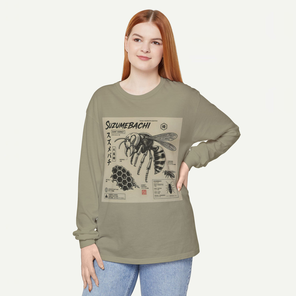 Suzumebachi Japanese Hornet Anatomy Long Sleeve Tee