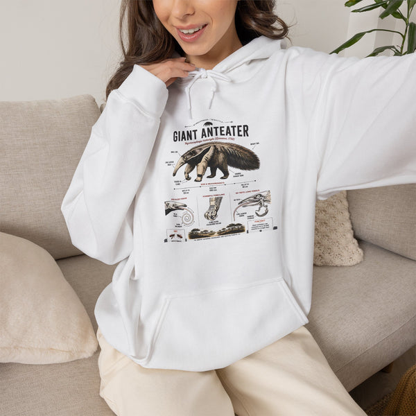 Giant Anteater Anatomy Hoodie — Illustrated Wildlife Diagram Sweatshirt