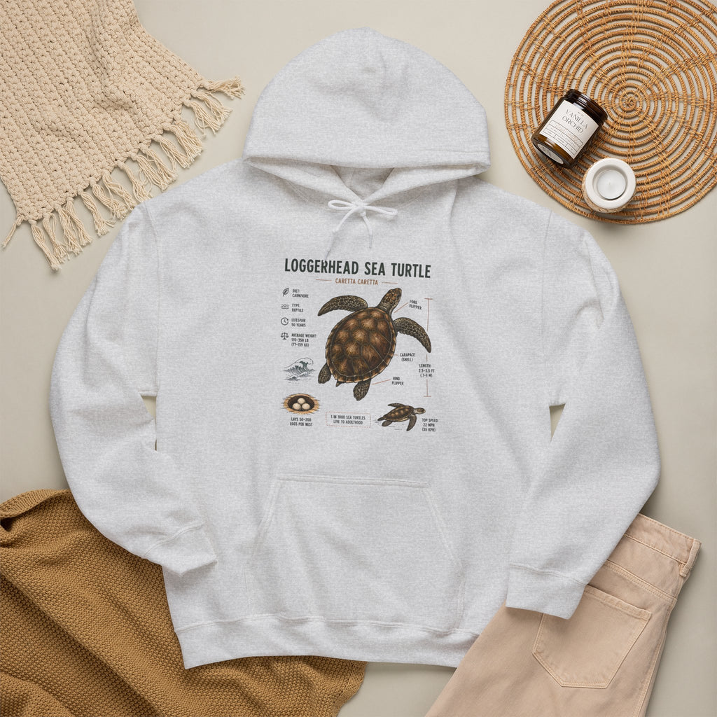 Loggerhead Sea Turtle Diagram Hoodie – Marine Biology Illustration Sweatshirt