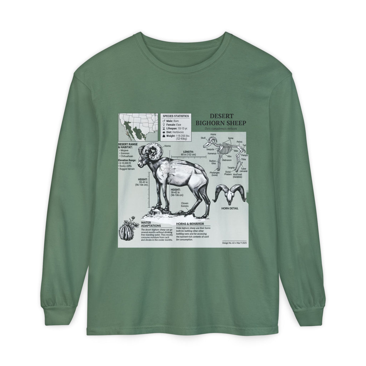 Desert Bighorn Sheep Diagram Long Sleeve T-Shirt