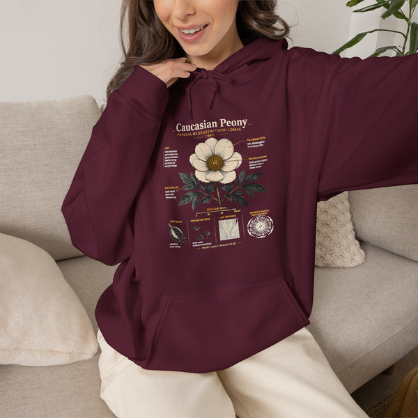 Magnolia Botany Hoodie — 'Caucasian Peony' Floral Diagram Hooded Sweatshirt