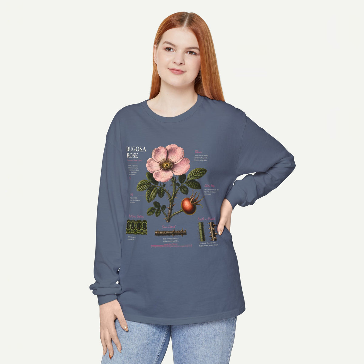 Botanical Rose Hip Anatomy Long Sleeve Tee