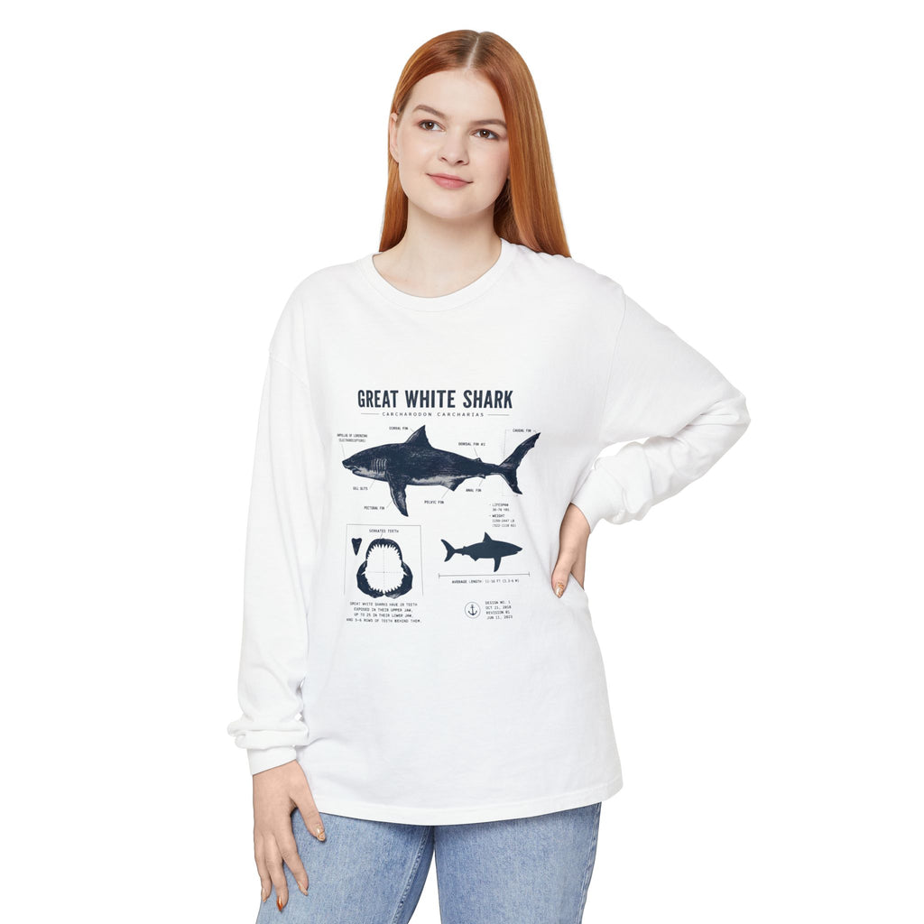 Great White Shark Anatomy Long Sleeve Tee