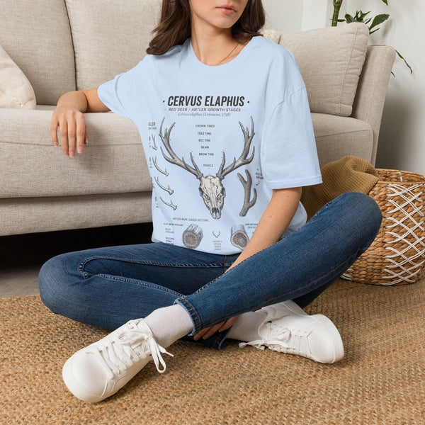 Deer Antler Anatomy T-Shirt — 'Cervus Elaphus' Educational Graphic