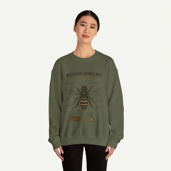 Western Honey Bee Sweatshirt — Vintage Bee Anatomy Graphic
