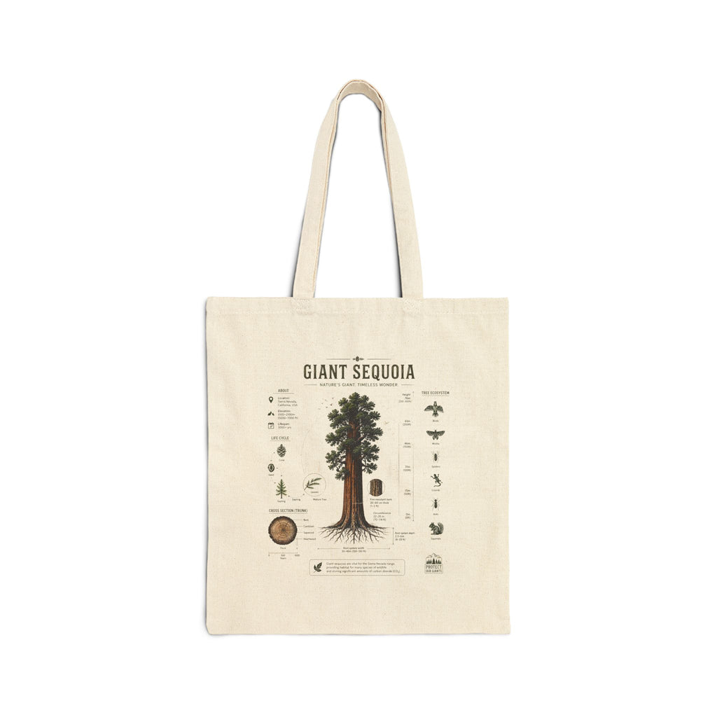 Giant Sequoia Canvas Tote Bag – Botanical Tree Illustration Eco Grocery Bag