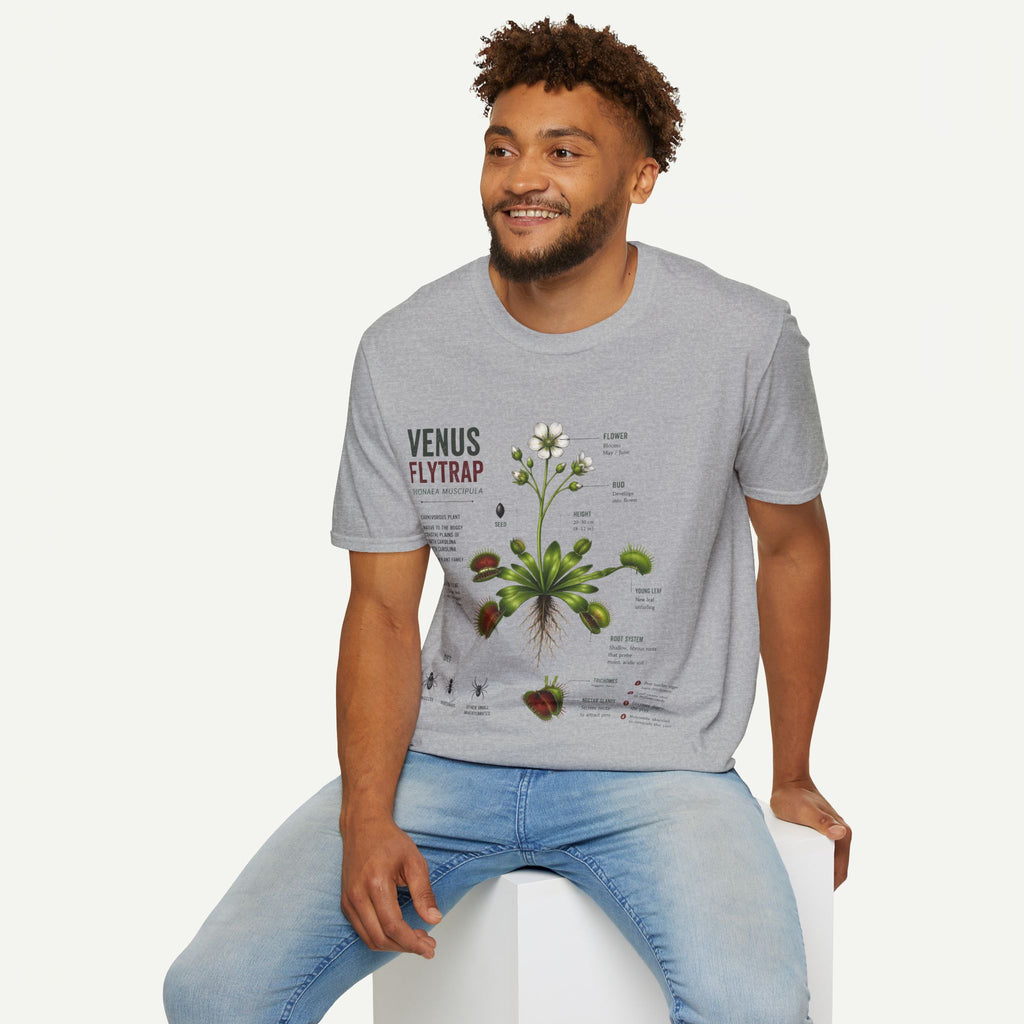 Venus Flytrap Anatomy Botanical T-Shirt – Illustrated Plant Diagram Tee