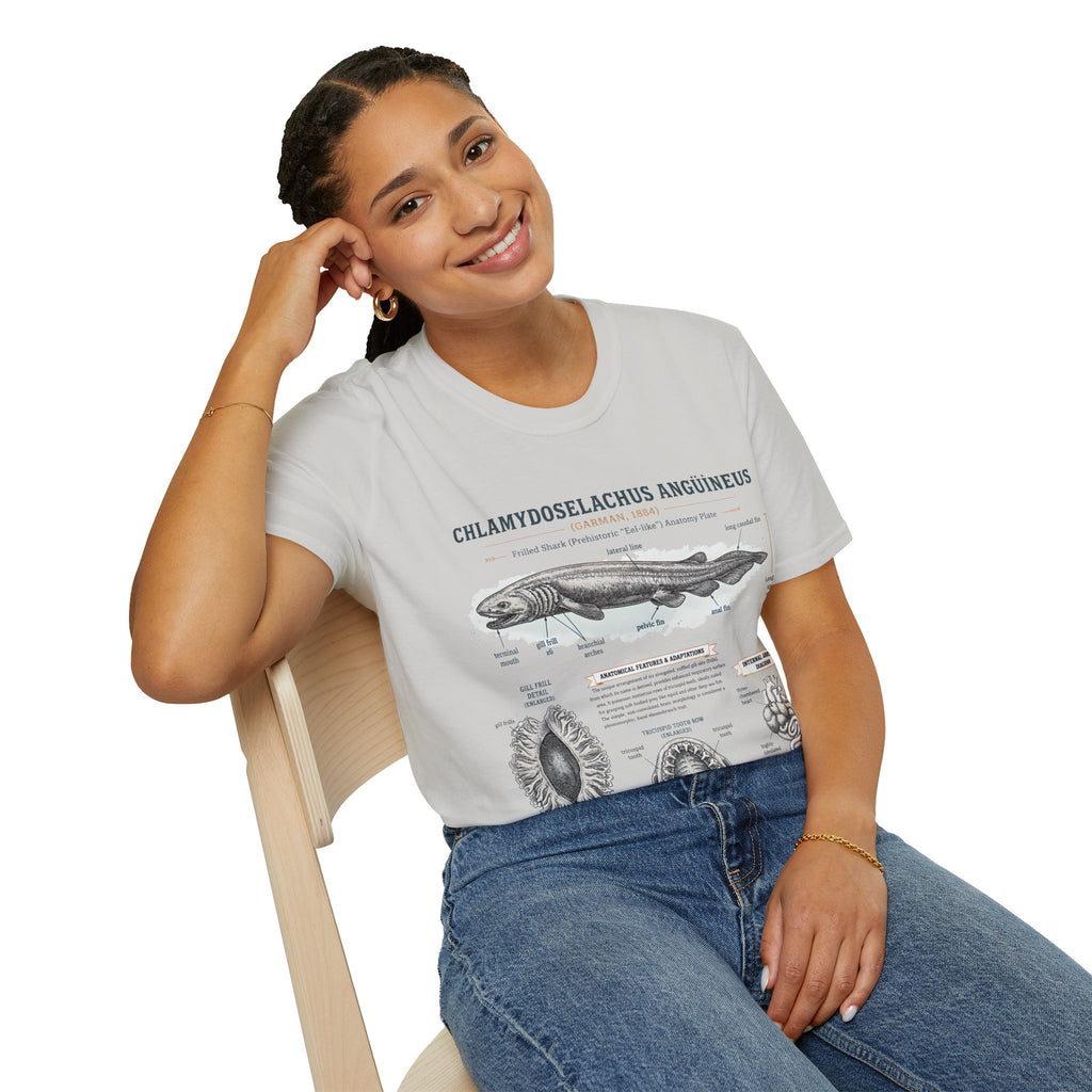 Shark Anatomy Graphic Tee — Chlamydoselachus Anguineus Educational T-Shirt