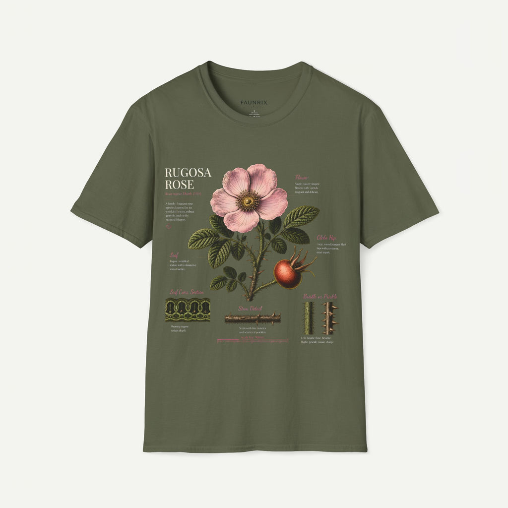 Botanical Rose Anatomy T-Shirt – Vintage Floral Illustration Tee