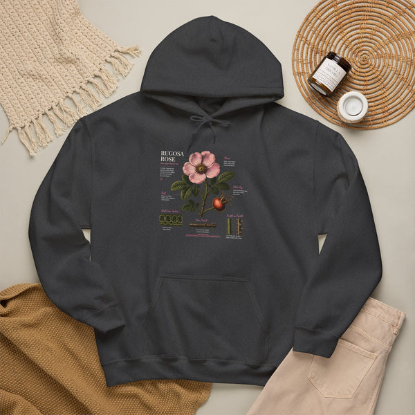 Vintage Botanical Hoodie — Rose Diagram Print