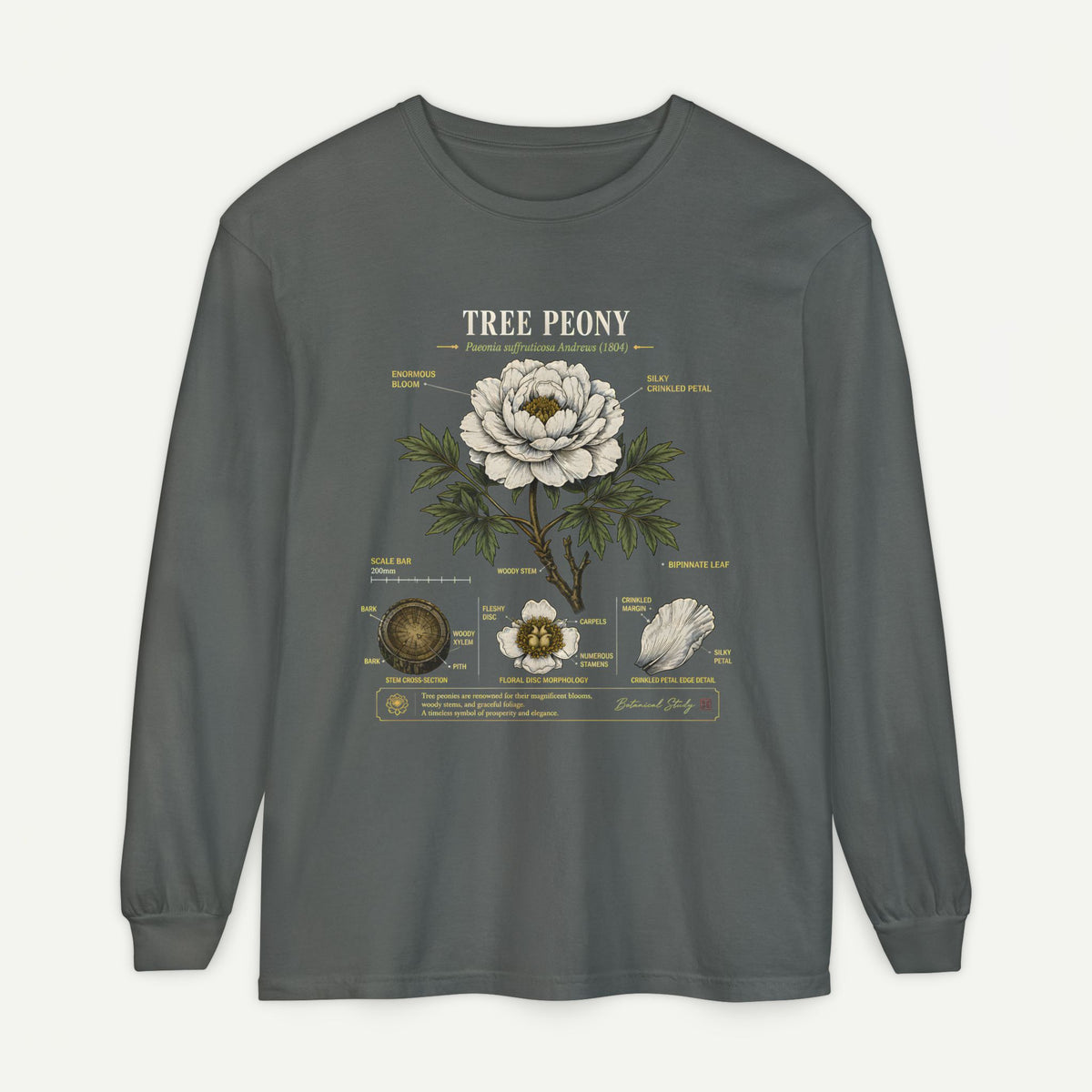 Tree Peony Illustration Long Sleeve Tee